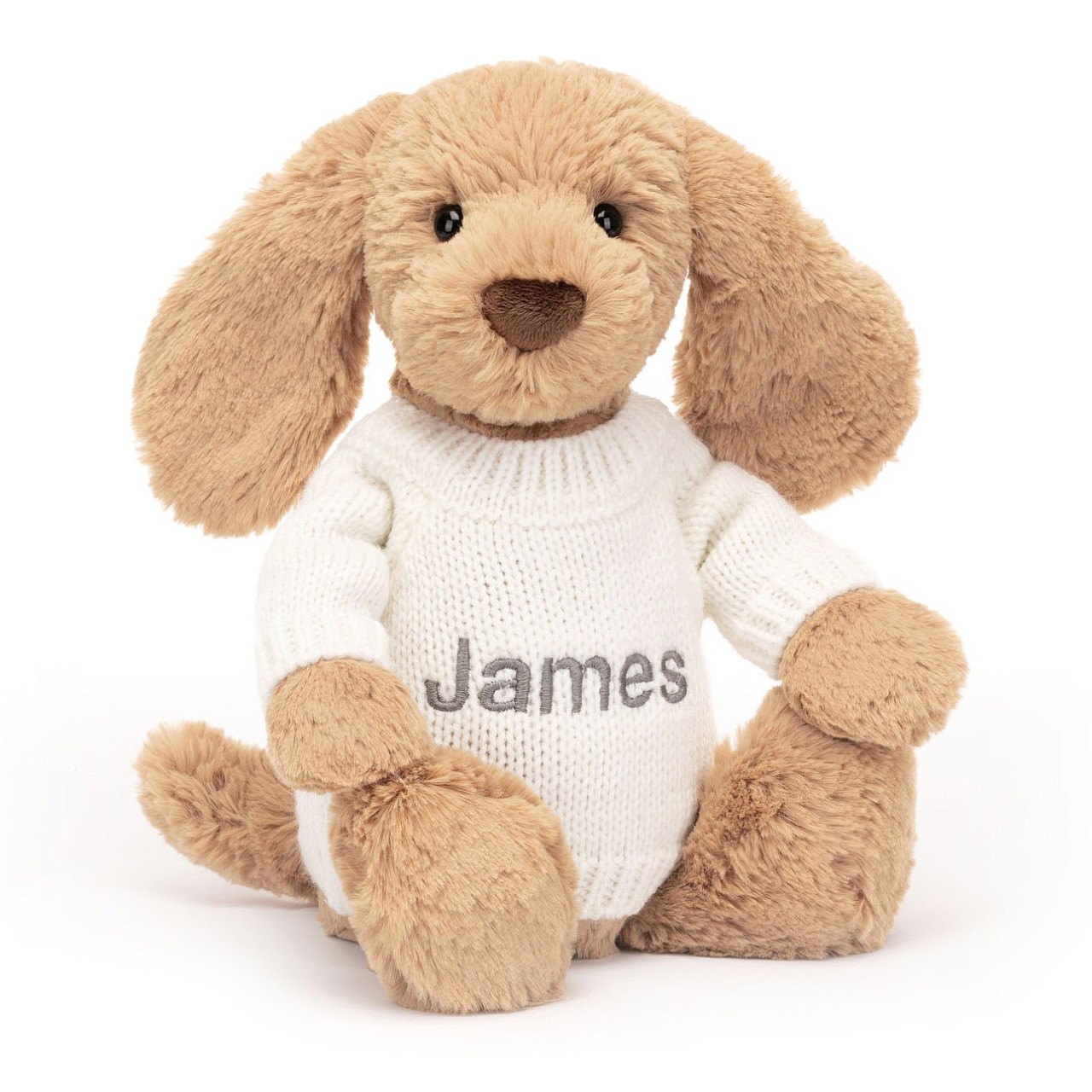 Bashful Toffee Puppy With Personalised Jumper