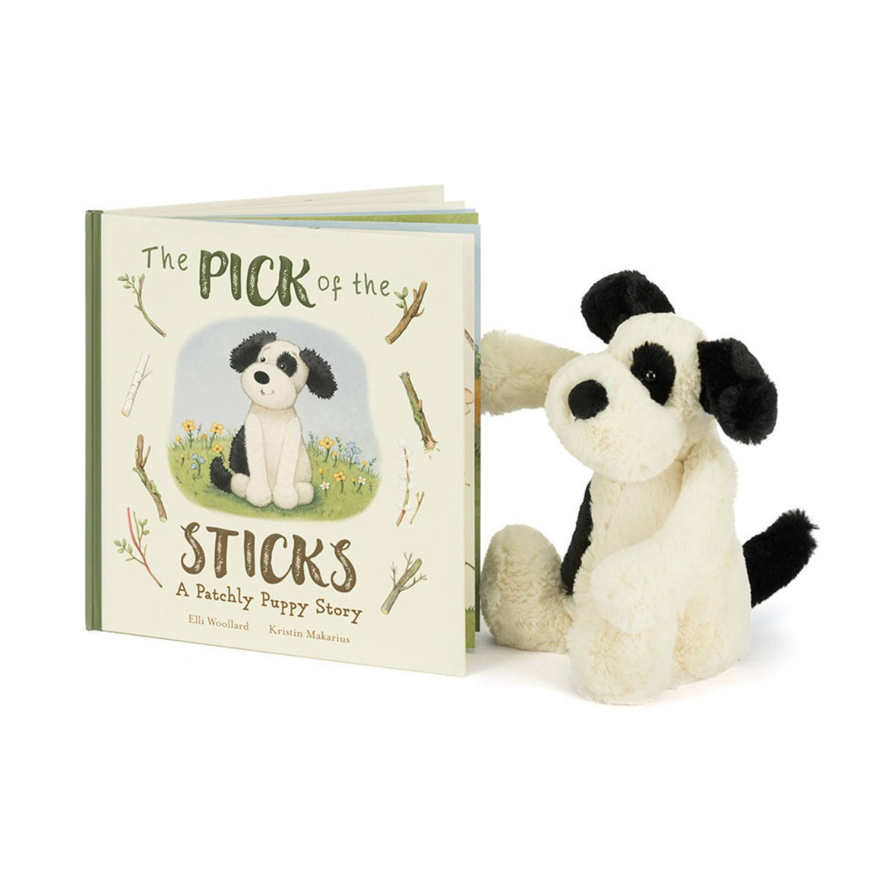 Image of The Pick Of The Sticks Book And Bashful Black & Cream Puppy Medium variant 1