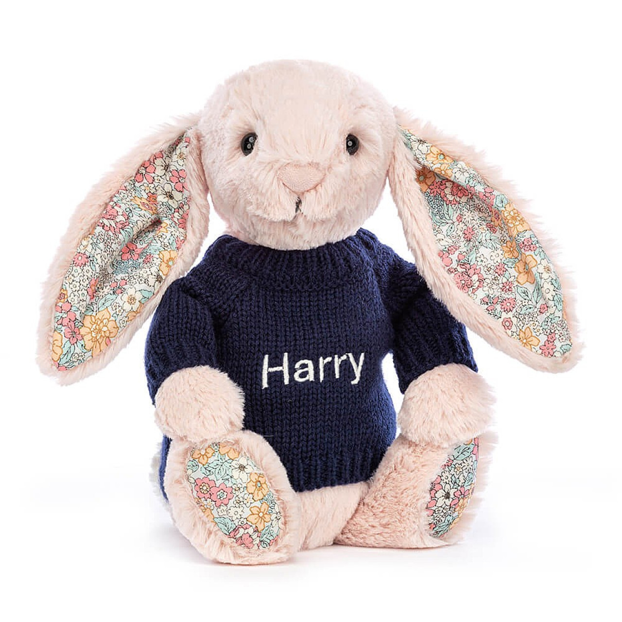 Blossom Blush Bunny With Navy Personalised Jumper