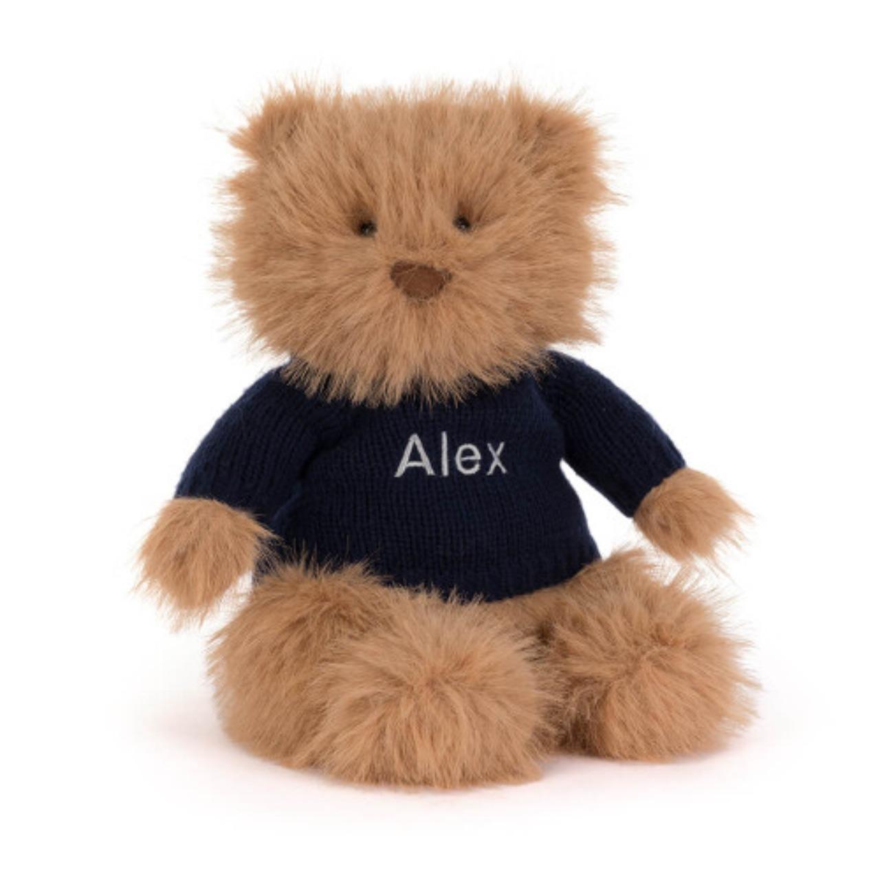 Image of Bartholomew Bear Bouffant with Personalised Navy Jumper variant 1