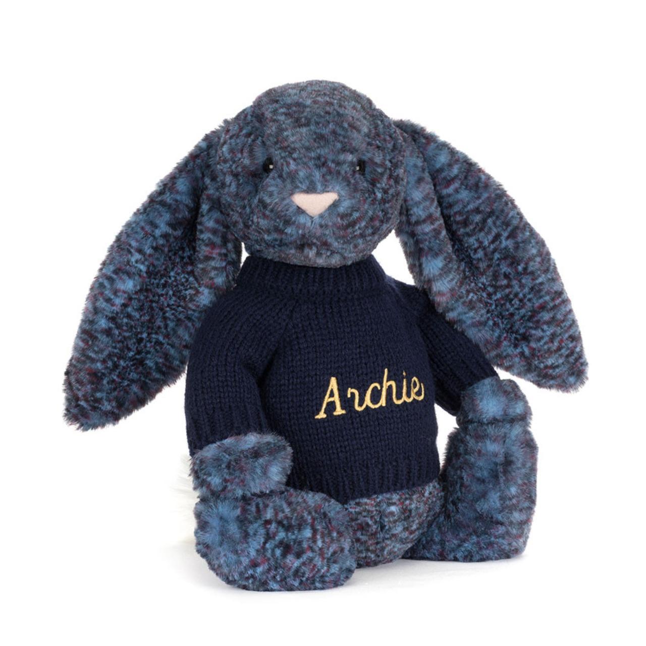 Image of Hopscone Luxe Bunny With Personalized Navy Jumper variant 1