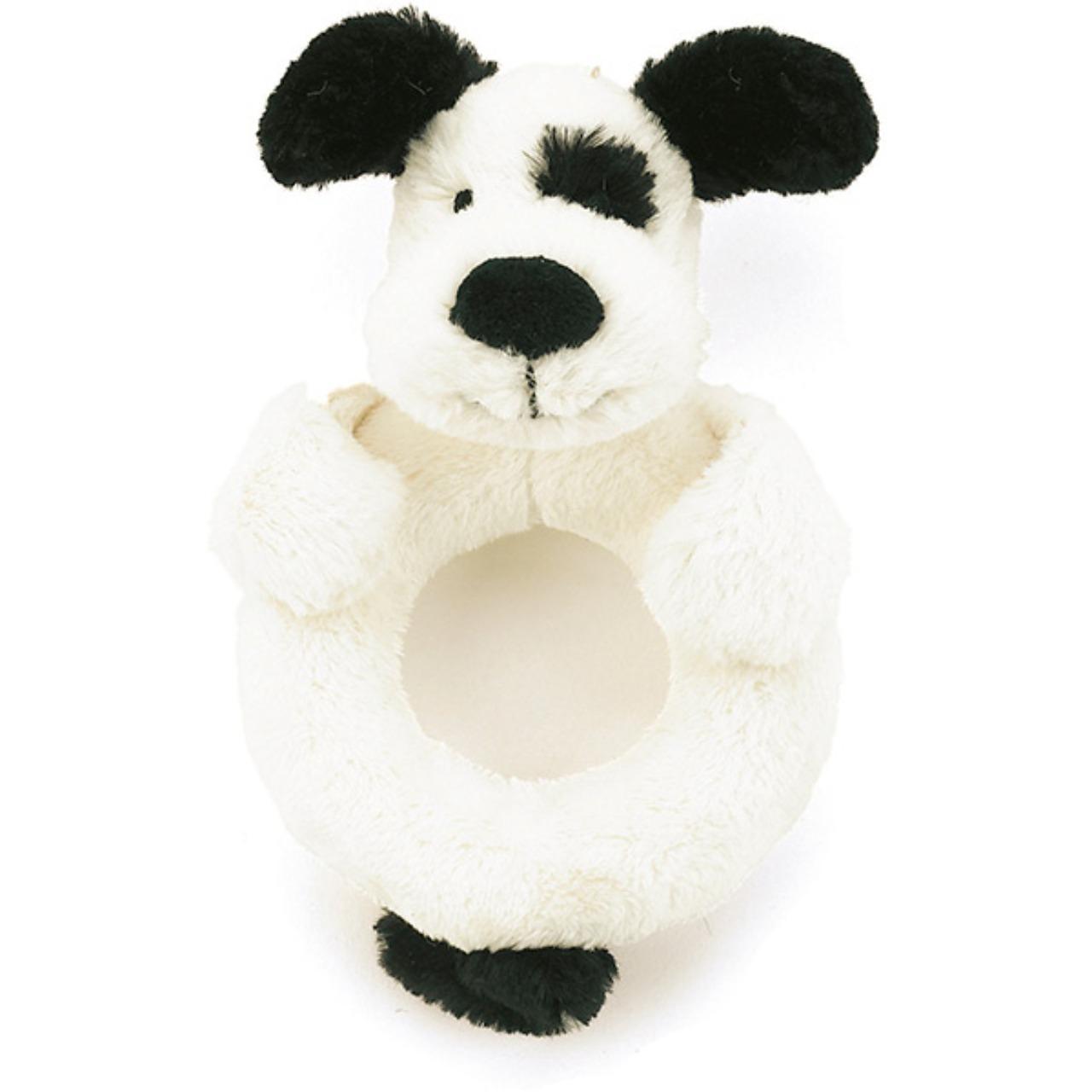 Image of Bashful Black & Cream Puppy Ring Rattle variant 2