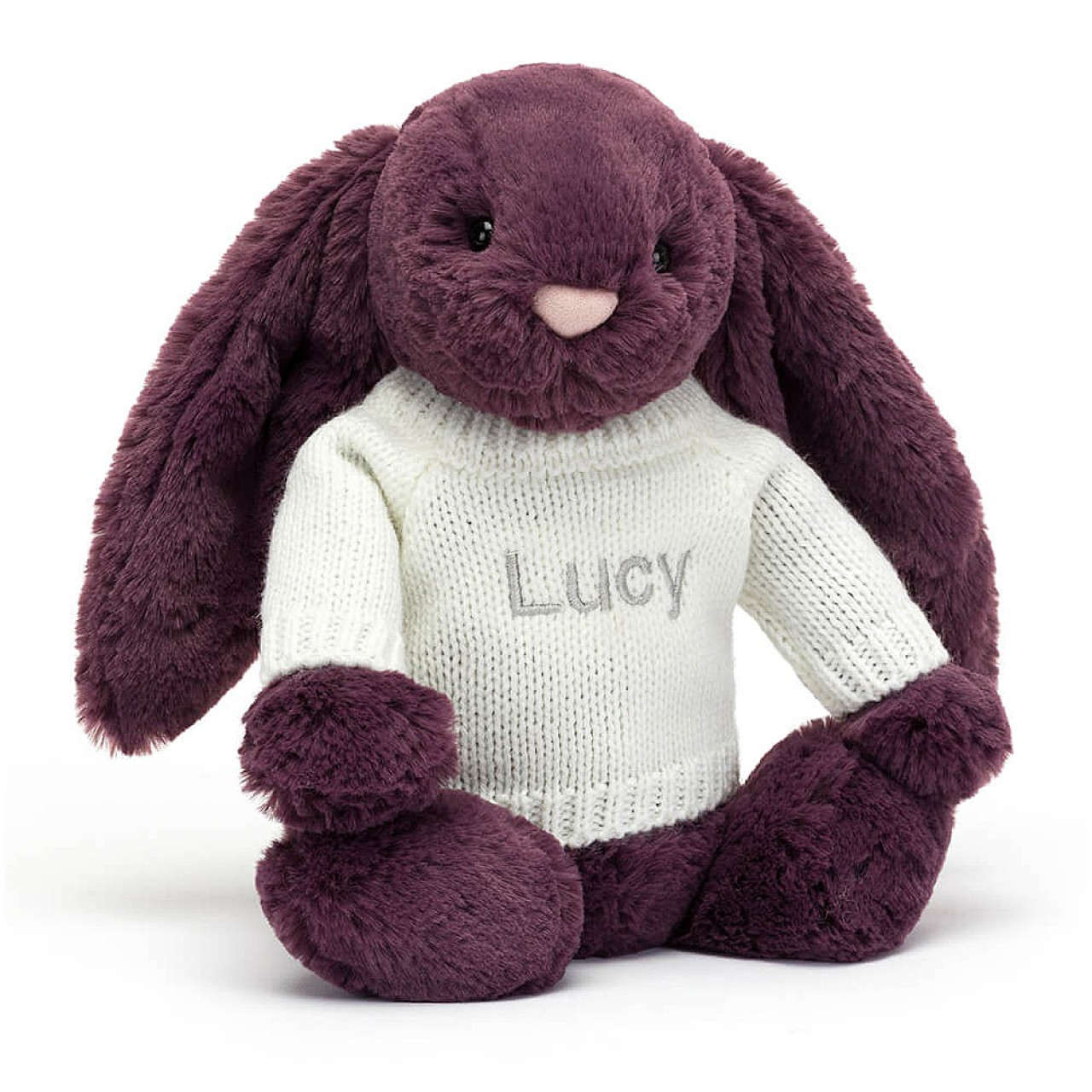 Bashful Plum Bunny With Personalised Jumper