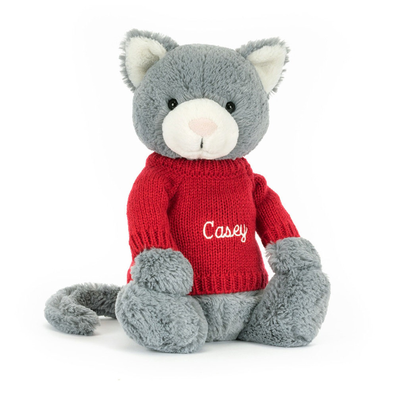 Image of Bashful Kitten With Personalized Red Jumper variant 1