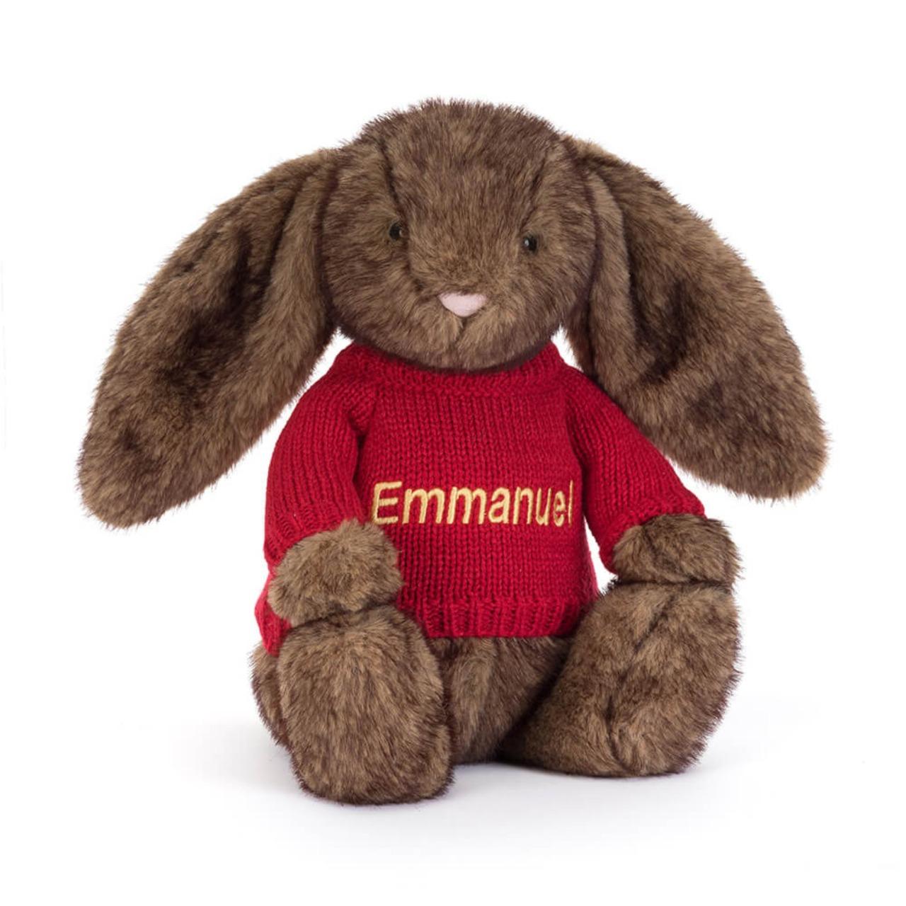 Image of Hoppleston Luxe Bunny with Personalised Red Jumper variant 1