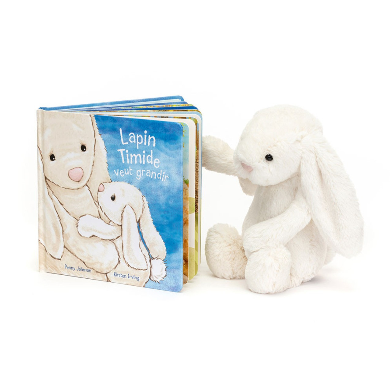 Image of Lapin Timide Veut Grandir Livre and Bashful Cream Bunny Medium variant 1