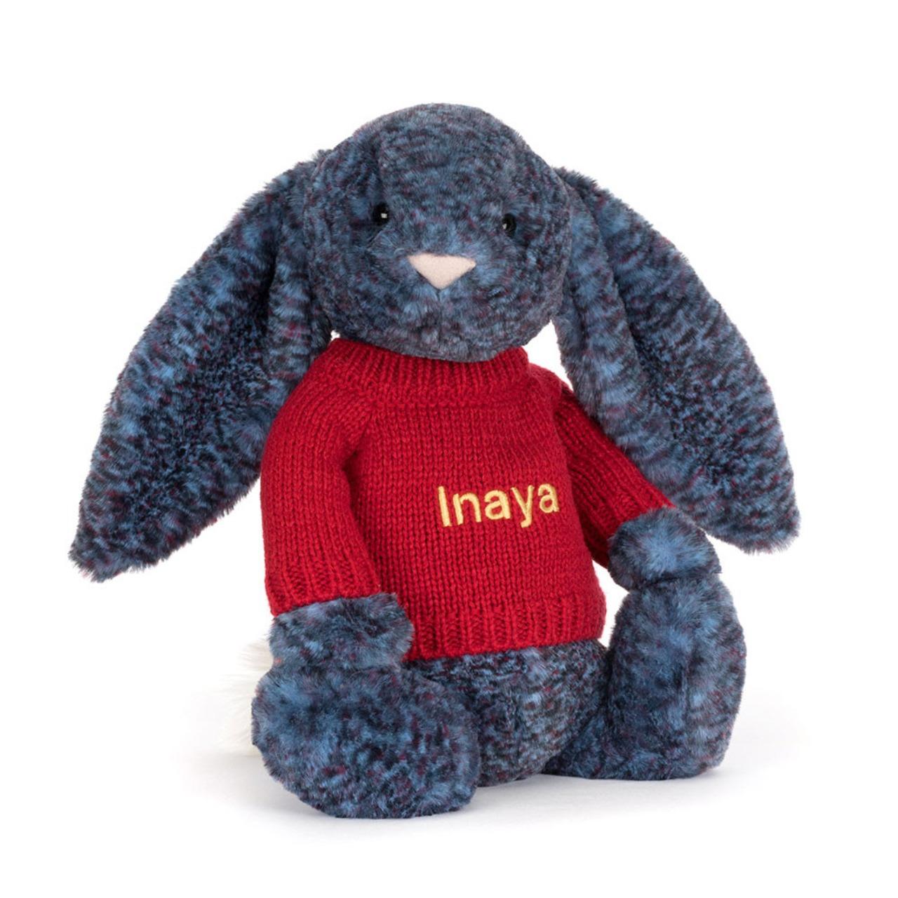 Hopscone Luxe Bunny With Personalized Red Jumper