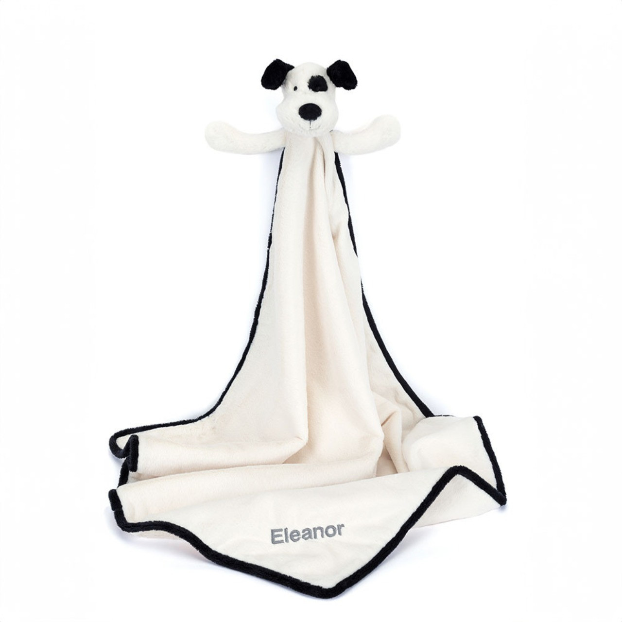 Image of Personalized Bashful Black & Cream Puppy Blankie variant 1