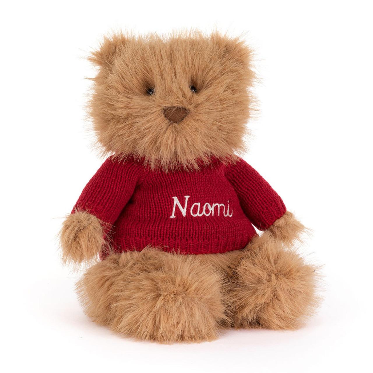 Image of Bartholomew Bear Bouffant with Personalized Red Jumper variant 1